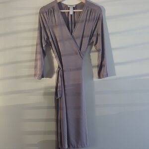Banana Republic Long Sleeve Wrap Dress in Taupe